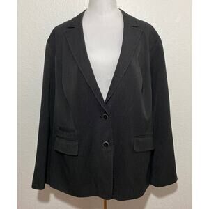Lane Bryant Size 22 Black Pinstriped Two-Button Blazer Lined Pockets Business